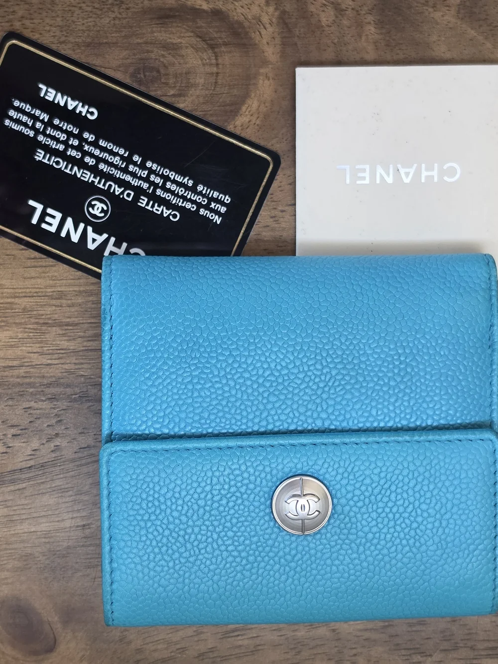 Chanel Turquoise Caviar Leather Small Wallet